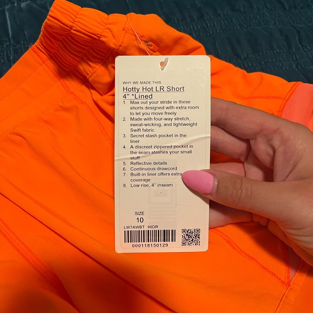 NWT Neon Orange Lululemon Hotty Hot 4” Shorts